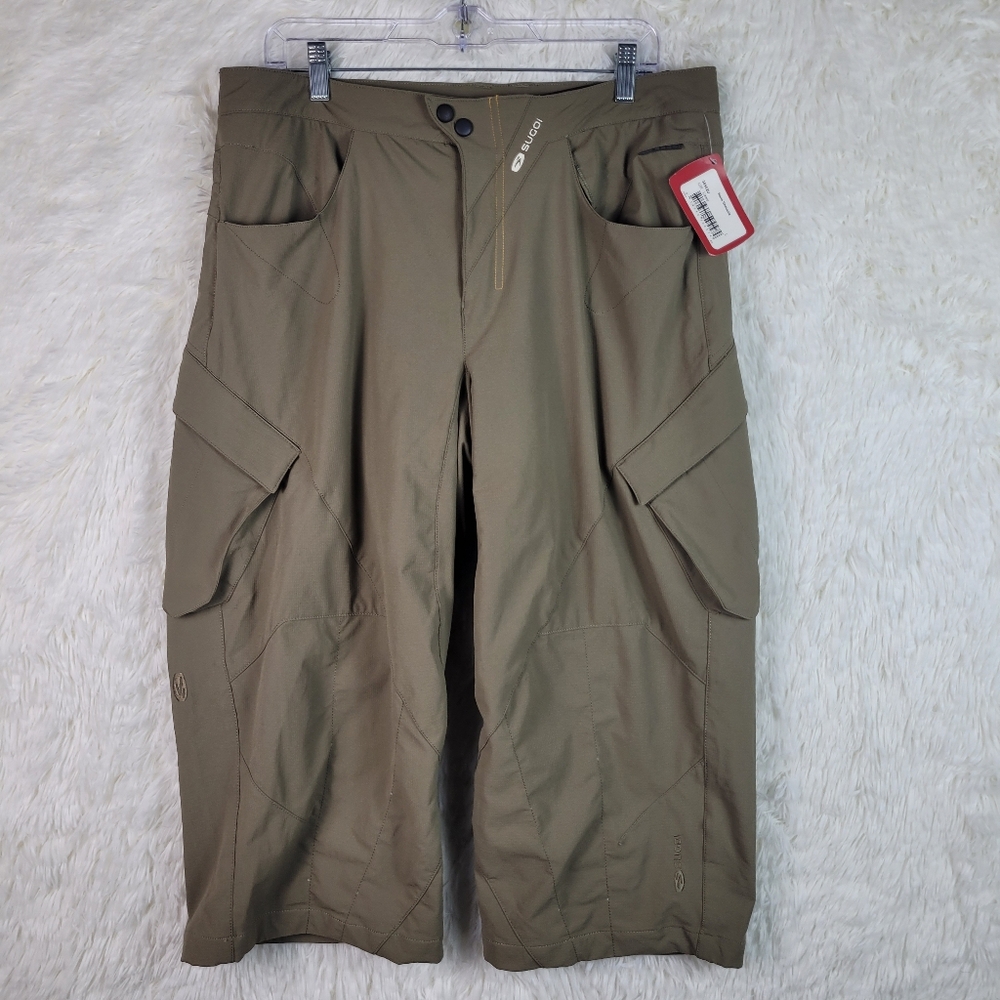 NWT Lg Sugoi Men Tan Hans Scmantz LZR Lizard Ripstop Lined Padded Cylcing Shorts